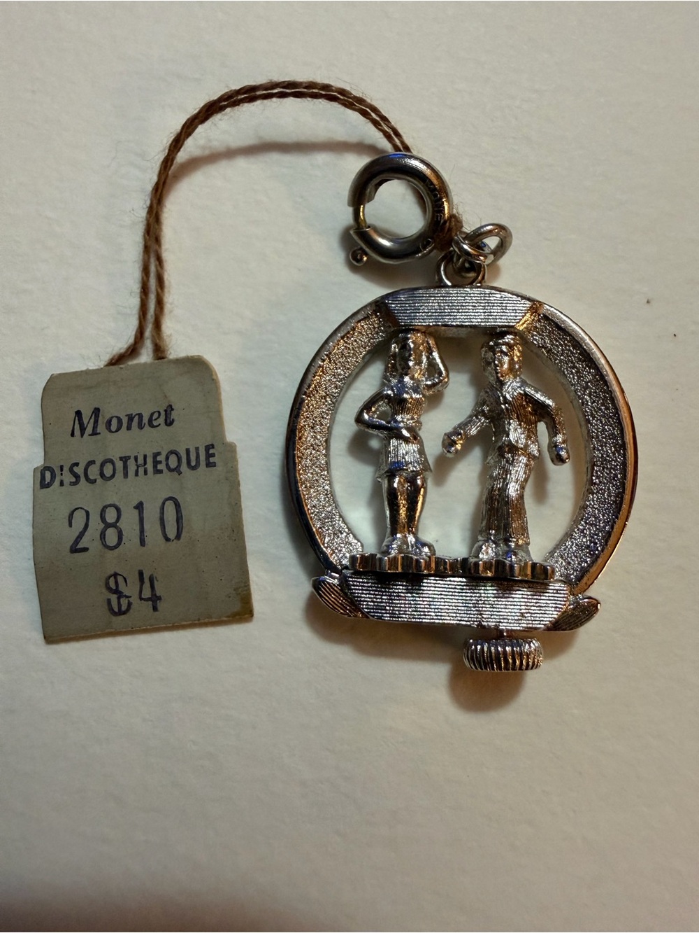 Monet Silver-Tone Discotheque Dancing Couple Pendant